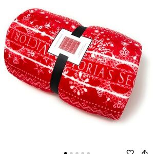 Victorias Secret Holiday Throw Blanket Red Snowflake 50x60